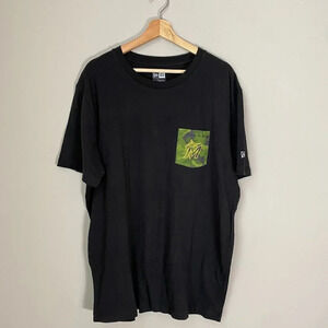 NWT Mens New Era MLB Miami Marlins Camo Pocket Black T-Shirt w Gold Logo Size XL